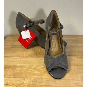 Dex Flex Comfort Heels Womens Size 9 Gray New With Tags 3" Heels Fabric Upper